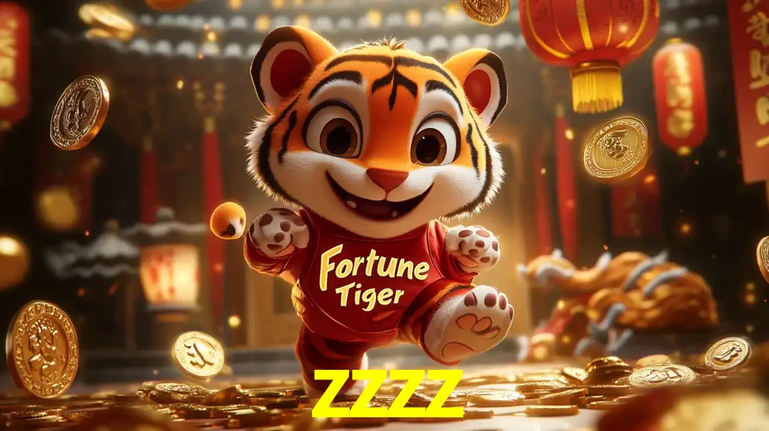 O alegre personagem do Fortune Tiger correndo sobre um caminho de moedas de ouro, simbolizando os grandes prêmios e a diversão do popular jogo de slot do zzzz.